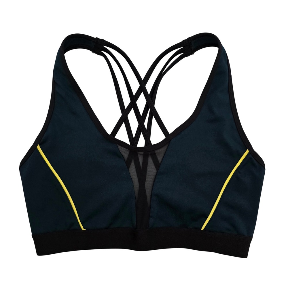 La Senza Women's Strappy Mesh Active Sports Bra Teal Black 32/34 D/DD
